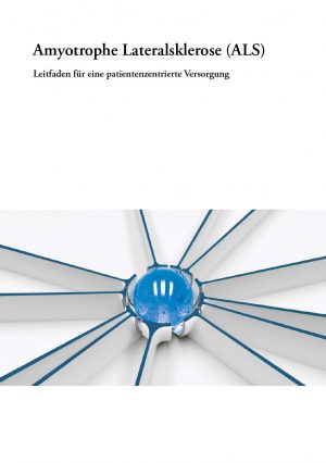 Titel der Broschüre "Amyotrophe Lateralsklerose (ALS) - Leitfaden fuer eine patientenzentrierte Versorgung"
